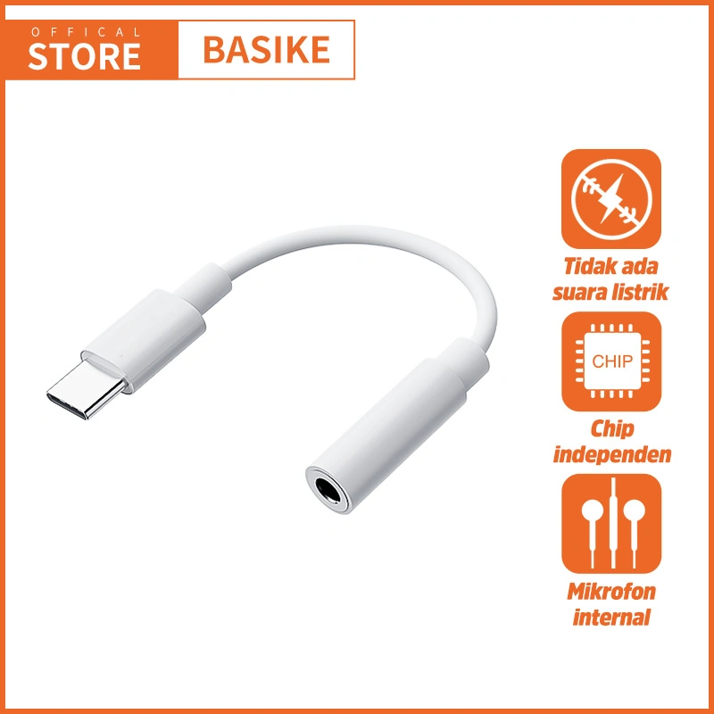 (HOT)BASIKE Konverter Kabel Audio Adapter Lightning Type-C ke 3.5mm Jack Headphone Headset