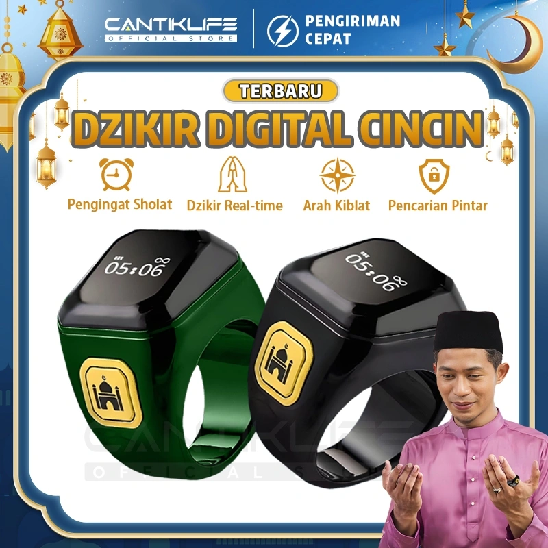Cantiklife Zikr Smart Ring Lite Cincin Tasbih Digital Bluetooth LED Display Penghitung Doa Elektronik Original