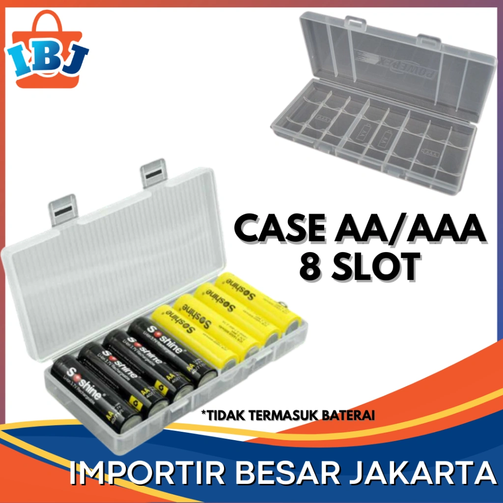 CASE AAA - AA 8 SLOT - case box A3 - A2 Kotak Tempat Baterai AA 8 Slot Bisa Disambung Casing Batre AA AAA 8 Slot case Batre A2 A3 Box Batre Wada Batre tempat Simpan batre AA AAA