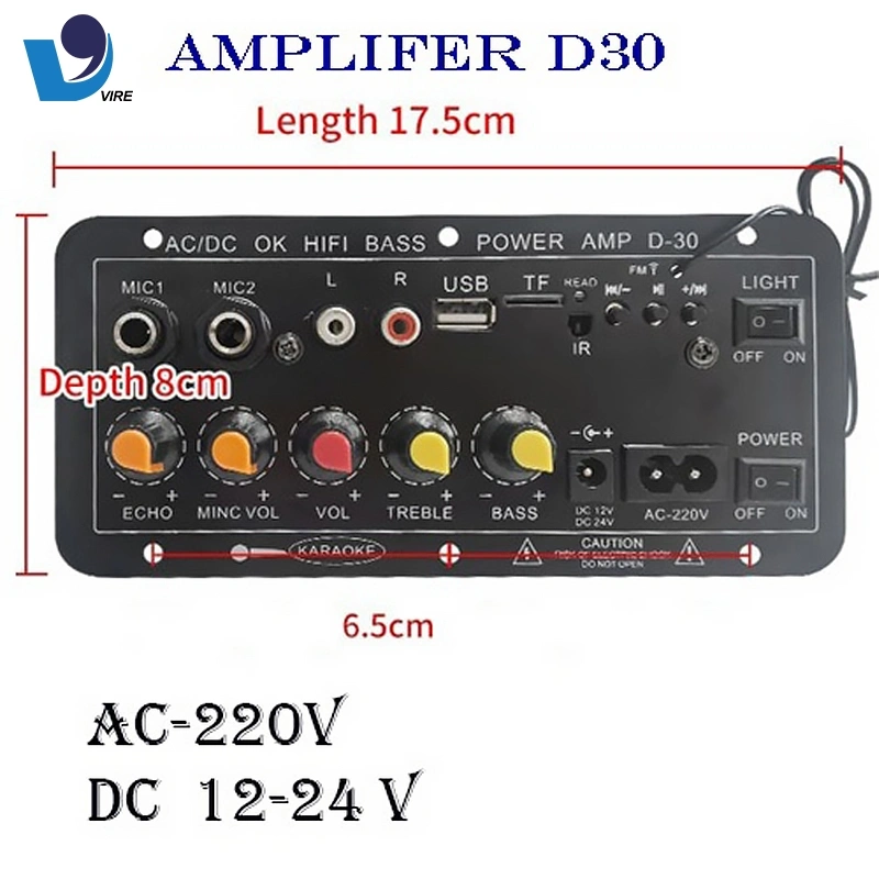 VIRE Papan Amplifier Audio Bluetooth USB FM Subwoofer - D30 Terbaru 220 volt