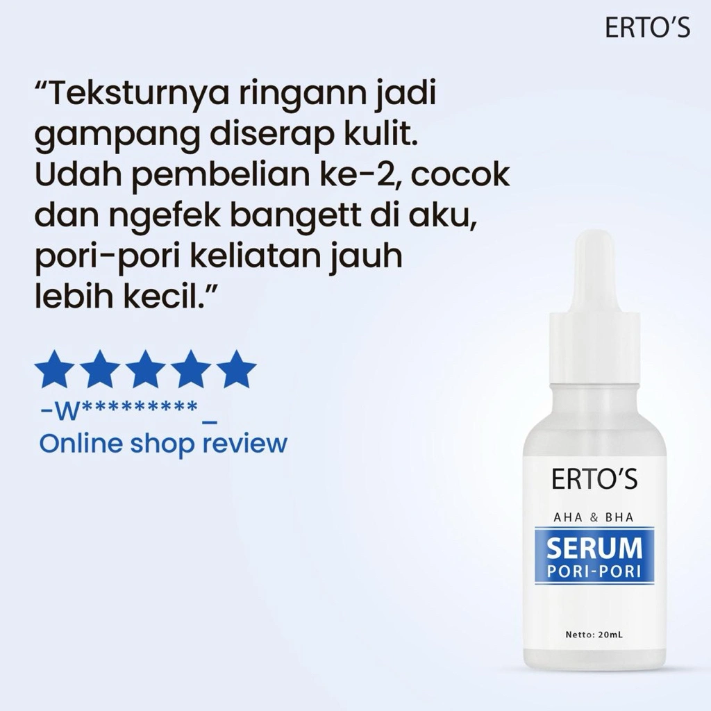 Erto's Pore Minimizer Serum Pengecil Pori-Pori Mengencangkan Kulit dan Mengecilkan Pori-Pori Mengontrol Minyak Wajah