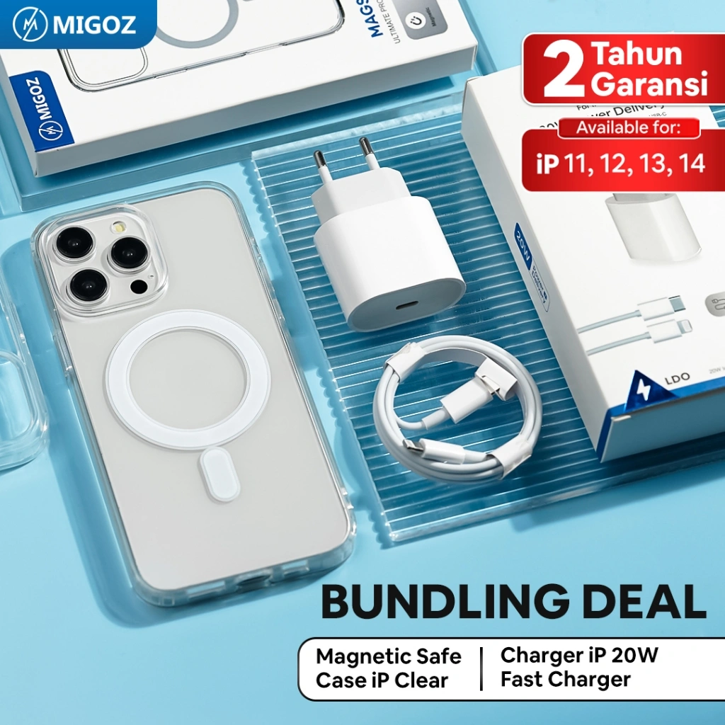 [Bundling] Charger 20W + Kabel Lightning + MagSafe Case iPhone 11 12 13 14 Plus, Pro, Pro Max