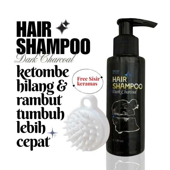 Shampoo Anti Ketombe [ Dandruff ] Dan Pertumbuhan Rambut FREE SISIR KERAMAS dengan Charcoal dan Urang Aring l Dark Charcoal Shampoo by Synthlab Penumbuh rambut l Anti Rontok l Hair Growth Shampoo
