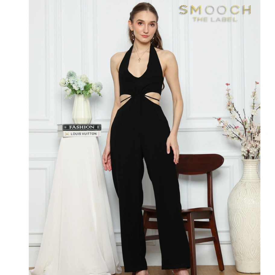 SMOOCH THE LABEL Anne Black Jumpsuit - Jumpsuit Hitam Stylish dengan Detail Tali Adjustable