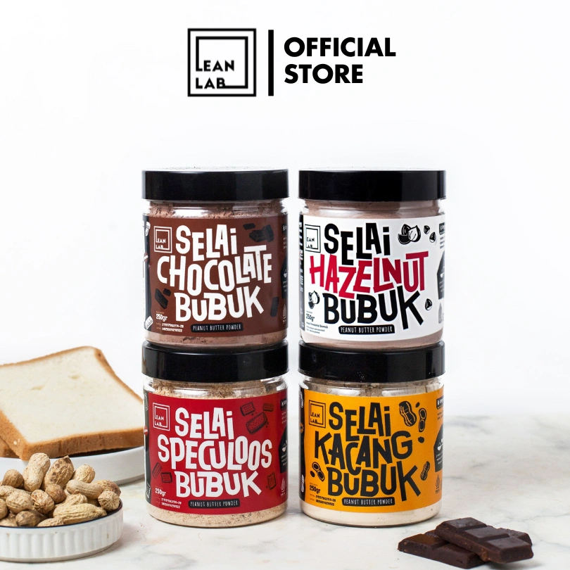 Lean Lab Selai Four Pack (250gr x4) / Selai Kacang Bubuk (Low Calorie, Low Fat)