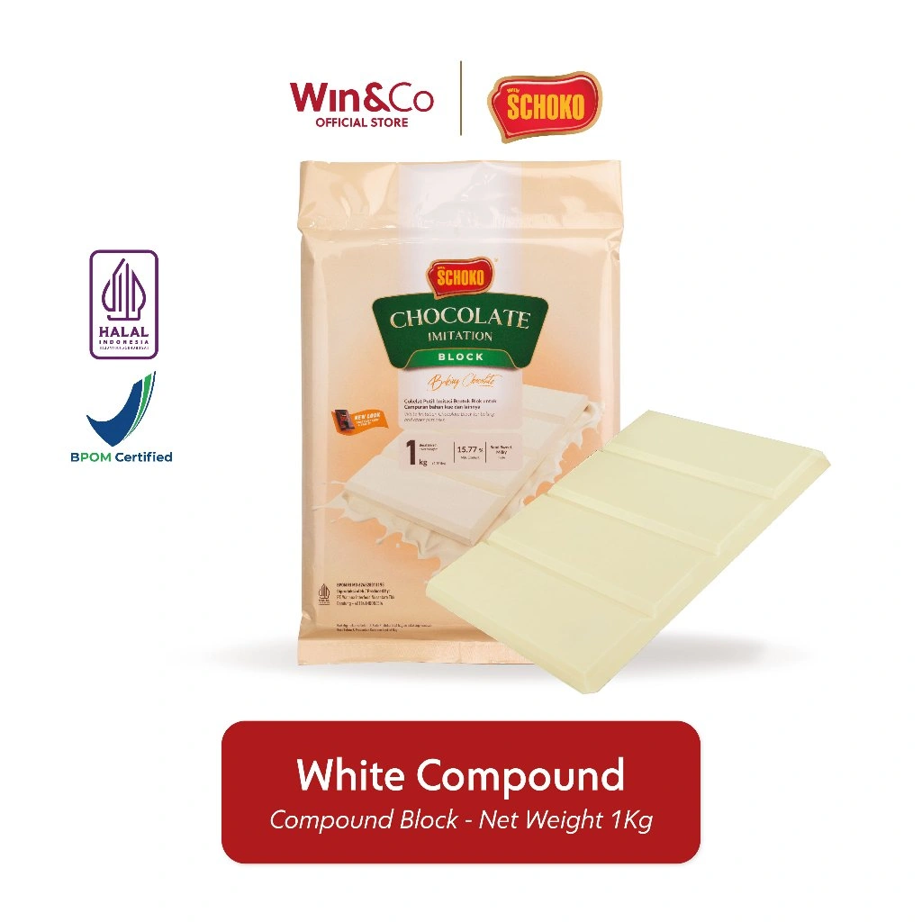 SCHOKO White Compound Chocolate Block / Cokelat Batangan - 1kg