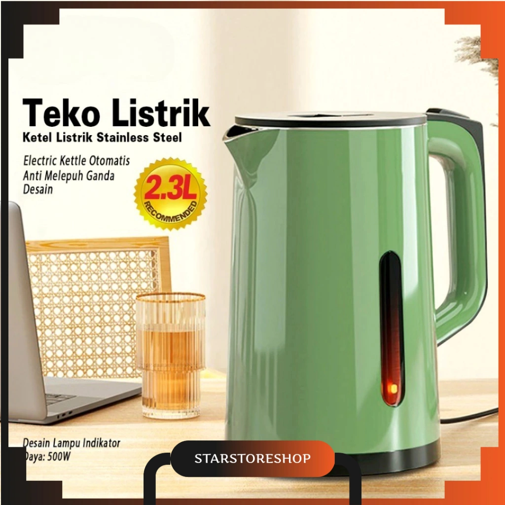 [ SSS ] Teko Listrik Kettle Listrik Pemanas Air Ketel Ceret Air Panas Stainless Masak Air Low Watt 2.3 L