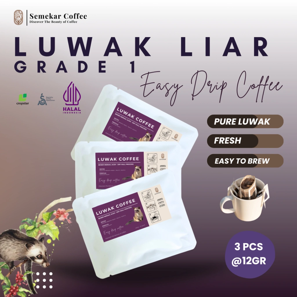 Semekar Coffee - Kopi Drip Bag Luwak Arabica Specialty 3 pcs/set
