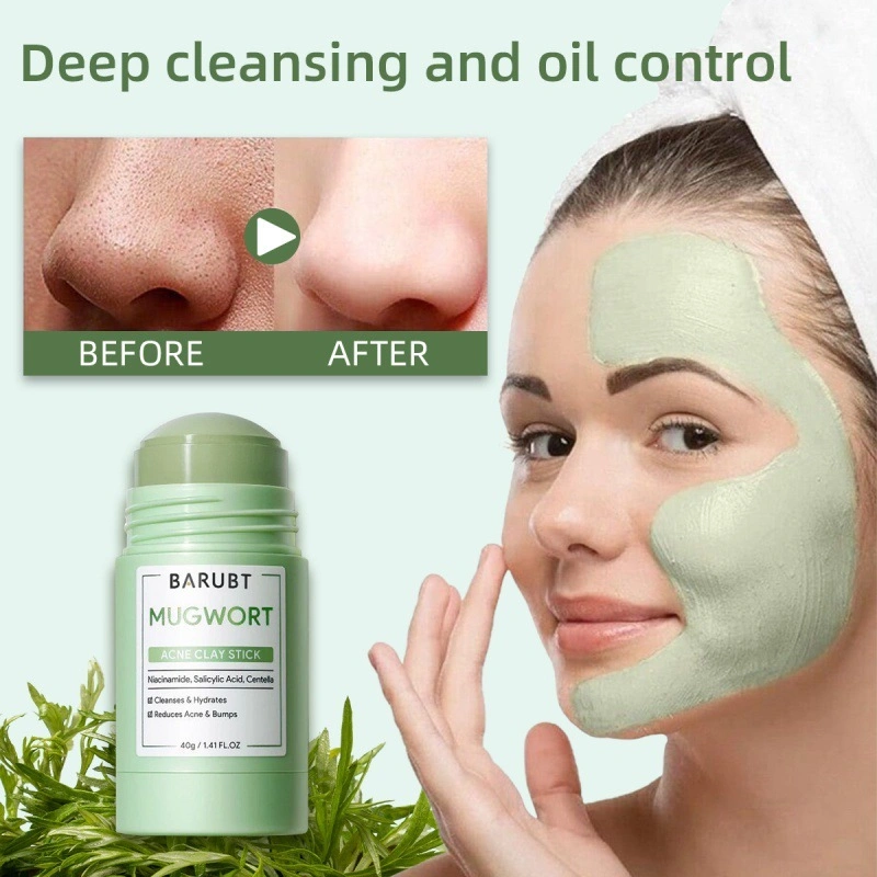 Masker Face Cleansing Green Mask Stick Salicylic Acid Anti Pores Mugwort  gree nclay mask masker wajah clay masker face masker stick clay stick green masker stick masker komedo masker bioaqua skinflair