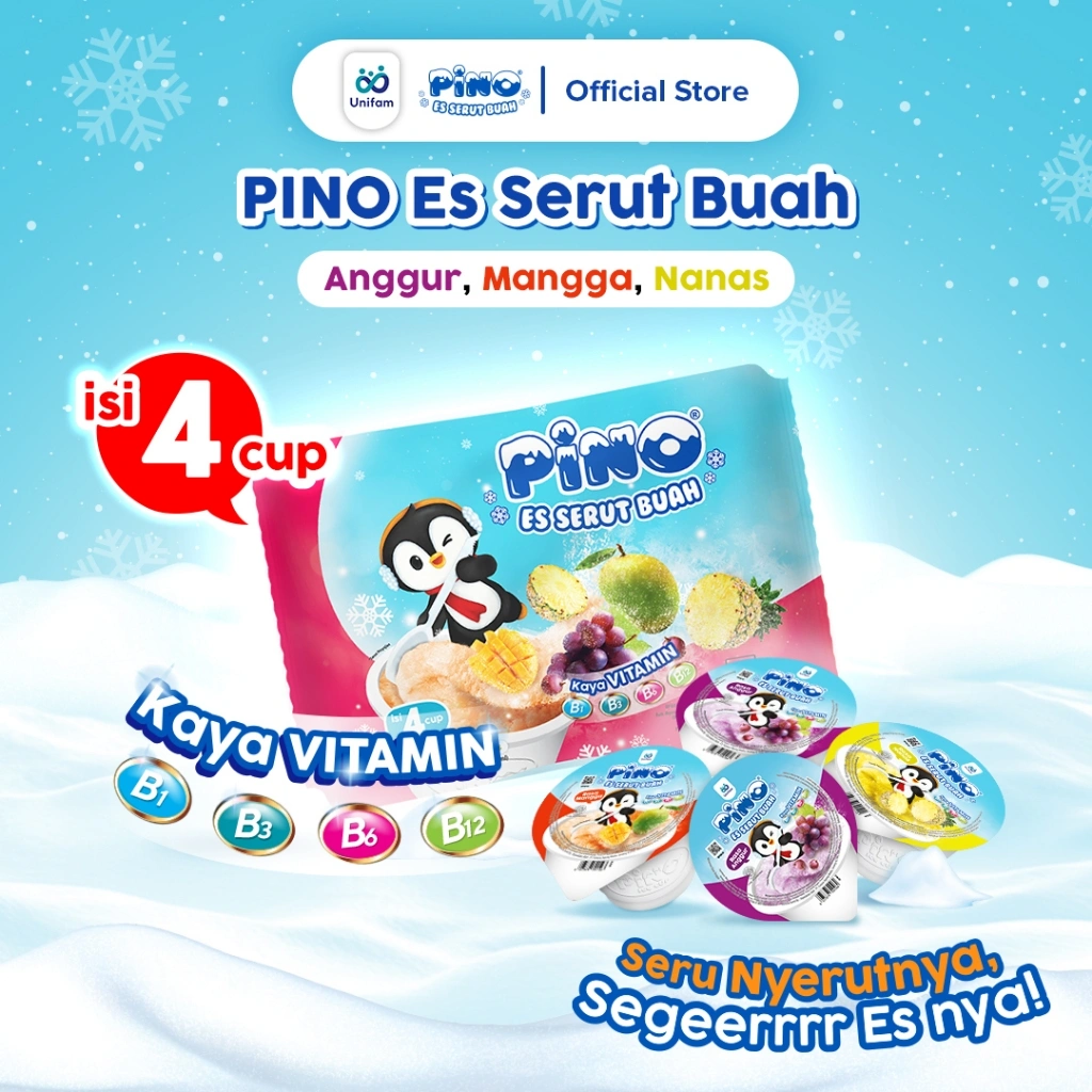 Pino Es Serut Buah 1 Bag (Isi 4 Cup) - Nanas, Mangga, Anggur