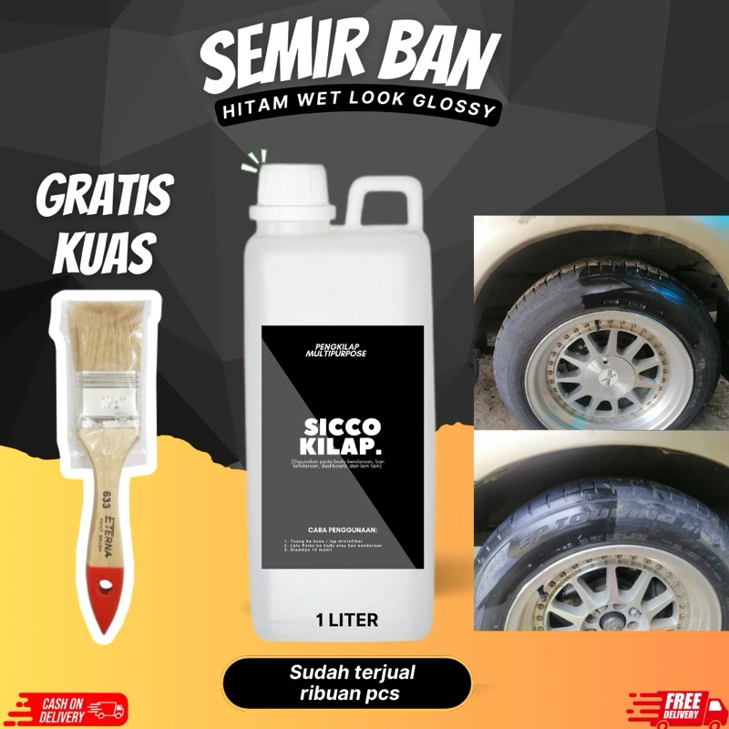 Semir Ban / Pengkilap Ban / Kit Ban Motor dan Mobil 1 Liter Hitam Wet Look