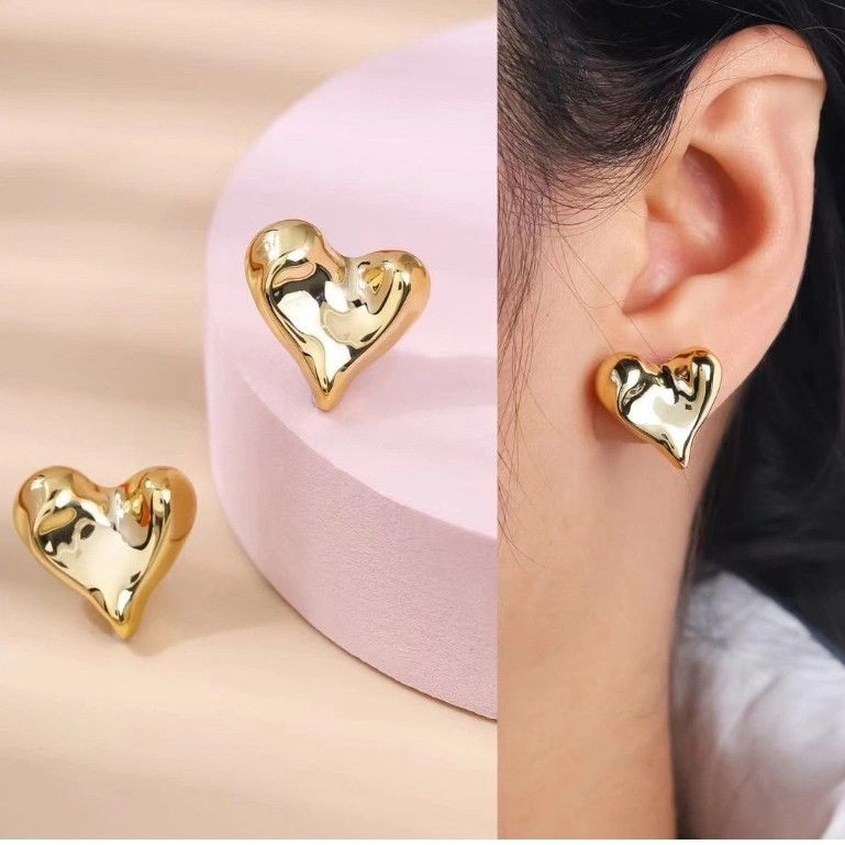 Anting hijab setengah lingkaran/anting 925/anting hati tak beraturan/anting fashion simpel/anting hijab wanita modis