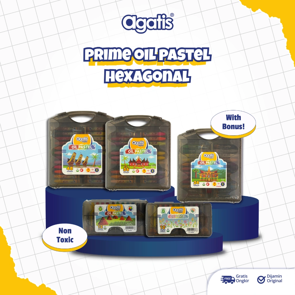 AGATIS Oil Pastel Crayon [PRIME Series] 12, 24, 36, 48 Warna - Kualitas Premium Warna Halus & Cerah