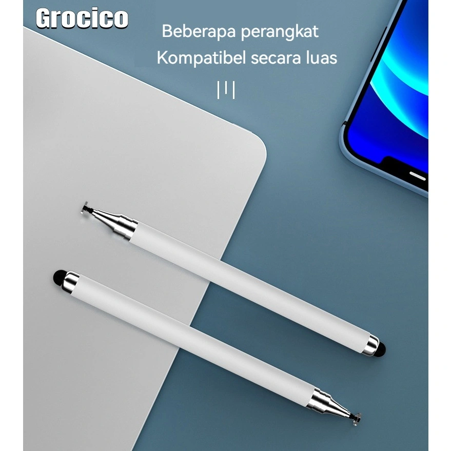 Stylus Pen 2 in 1 Dual Head - Ujung Silikon & Kapasitif untuk Video Editing, Gambar, Kantor, Edit Foto, Compatible dengan HP & Tablet, Best Seller Shopee