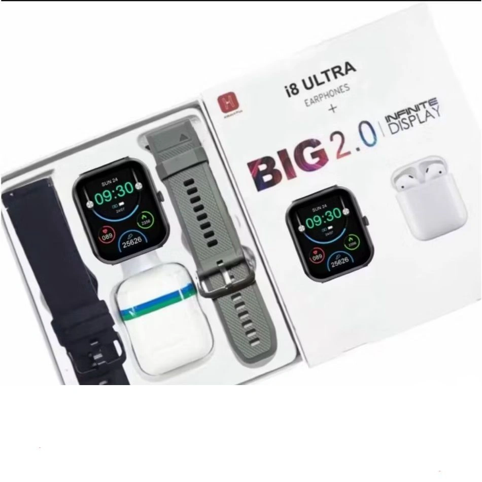 GARANSI-SC COD Smartwatch i8 Ultrah Watch i8 Free 2 Tali+Earphone TWS Full Layar ADA Kalkulator support ios