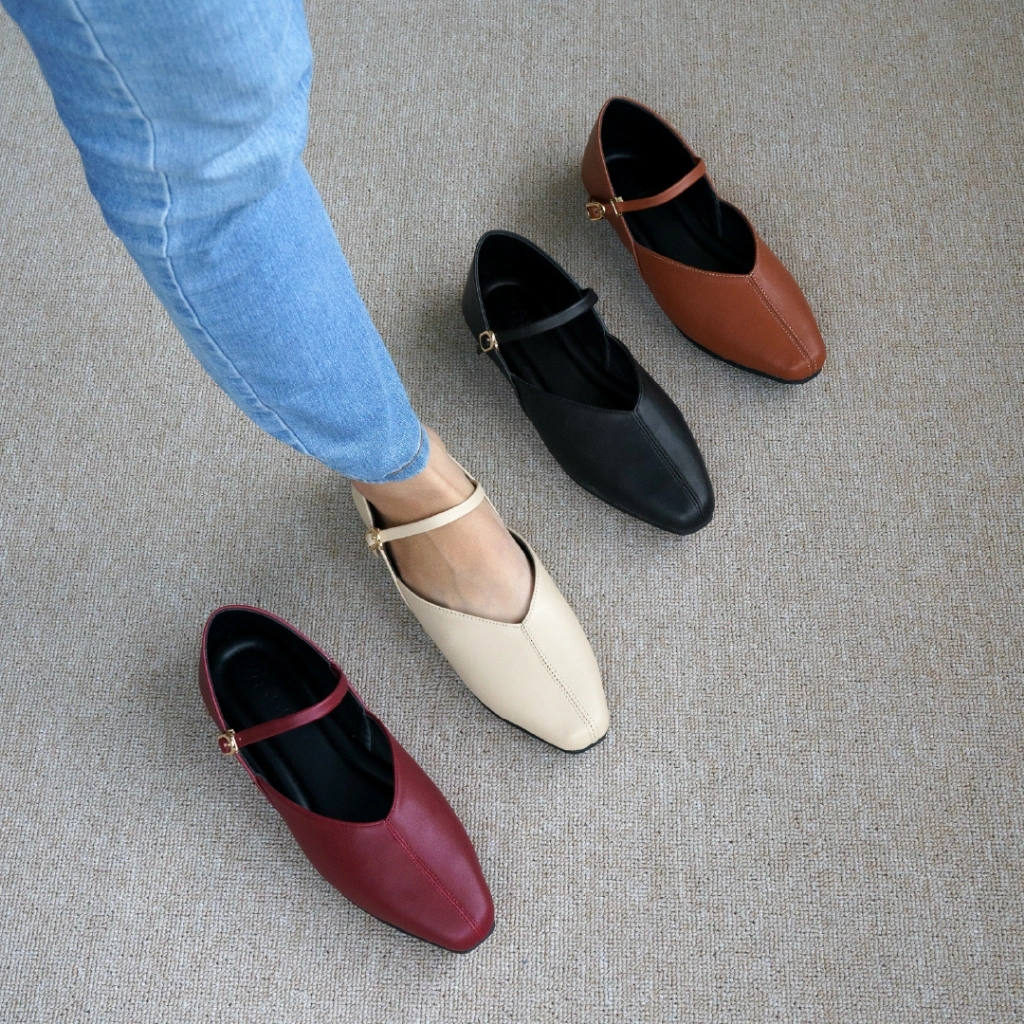 ZODE Clarence Flats | Flatshoes Wanita | Black, Maroon, Ivory, Tan