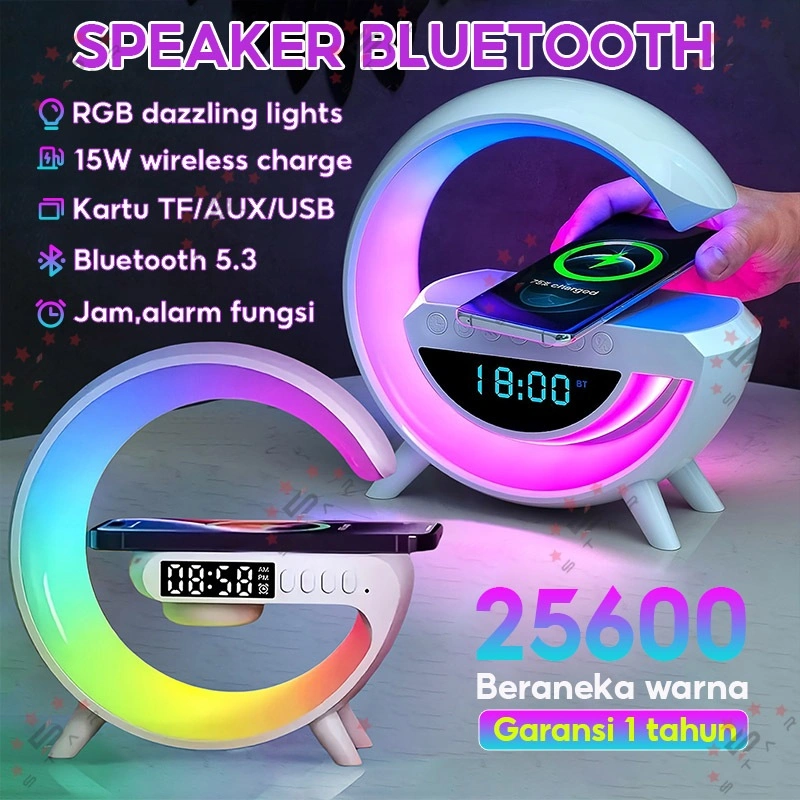 Wireless Bluetooth Speaker Mini Music Box COD Audio speaker Ambient light 15w wireleess charger smart Home Atmospheric Lamp LED Light multifunct RGB Night Light Desk Lamp Bluetooth Speaker