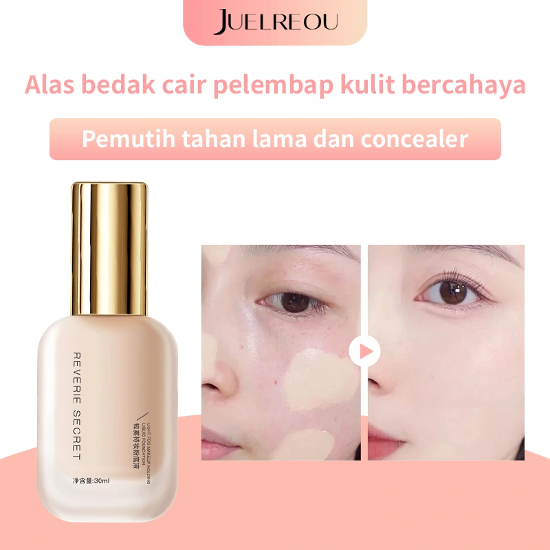 【JUELREOU】Cahaya Air yang Cerah Pemutih Kulit dengan Pelembab / Tingkat Kadar Air Tinggi / Menyembunyikan Noda dan Mencerahkan / Pelembab Banyak / Dream waterglow longlasting liquid foundation light concealer secrets