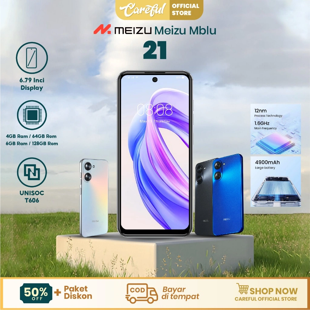 Meizu Mblu 21 smartphone | Layar 6,79" | Baterai 4900mAh | Ultra Slim and Durable | HD camera