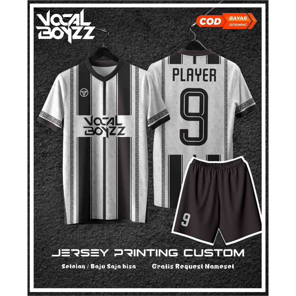 Vocal Jersey Futsal Custom Baju Bola Printing Request Nama Logo + Nomor