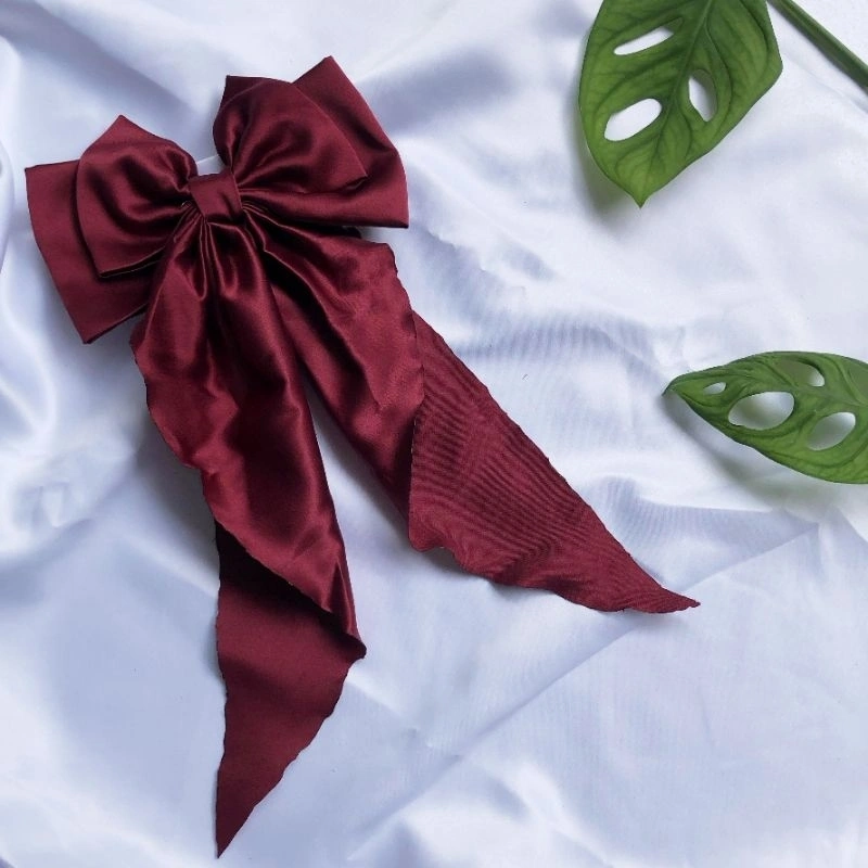 Pita Panjang Peniti dan Jepit / Ribbon Brooch / Bentuk Pita Juntai Cantik / Pita Coquette / Pita Ria Ricis Bros Hijab Jepit Rambut