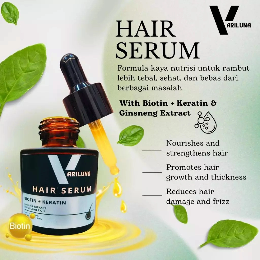 BR VARILUNA HAIR SERUM - Anti Hair Fall With Biotin Keratin Ginseng Extract Mengatasi Rambut Rontok