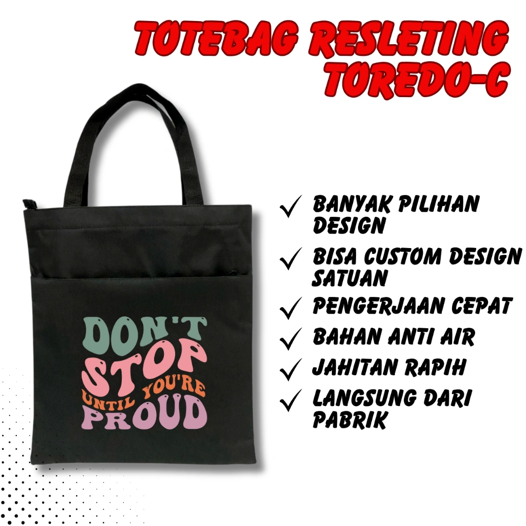 Tas Tote Bag / Tas Tangan / Totebag / Tas Jinjing / Tas Kuliah / Totebag Custom Satuan - Toredo - C