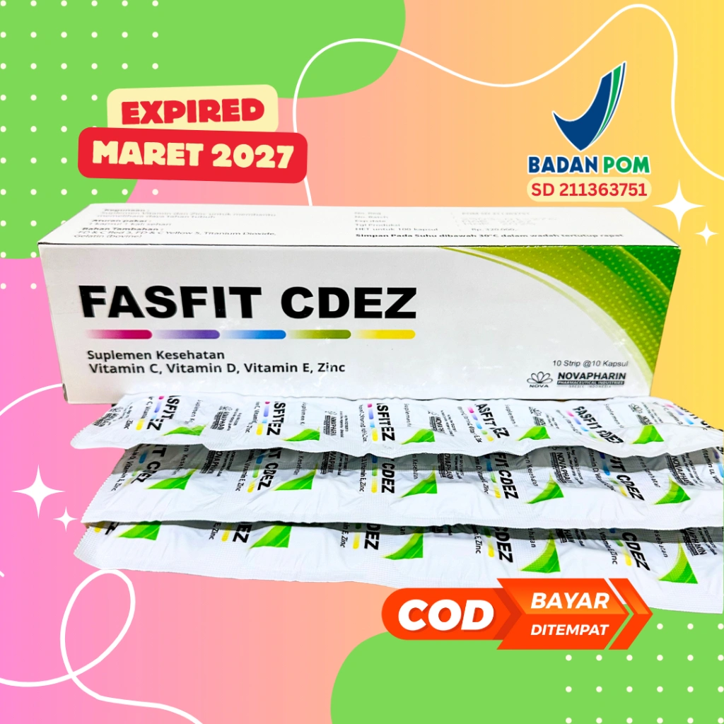 FASFIT CDEZ BOX 10 Strip ( 100 KAPLET ) / Multivitamin / Vitamin C,D,E,Z / Sumplemen Kesehatan / NOVAPHARIN