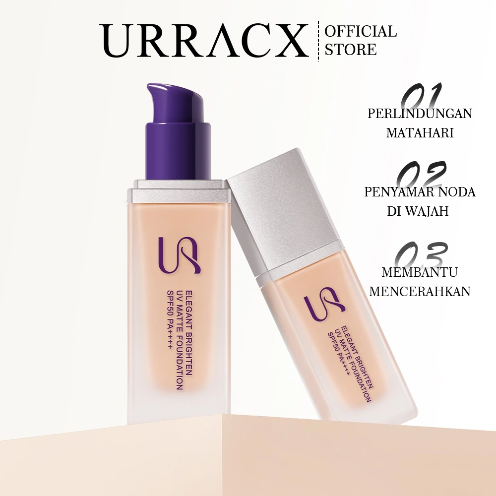 URRACX Matte Poreless Liquid Foundation 36 g Blurring Skin Tint Semua Jenis Kulit Non-Comedogenic Waterproof Transferproof High Coverage Light Foundation Makeup tahan lama UV SPF50++++