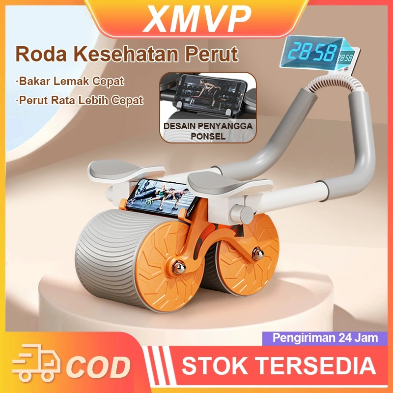 XMVP Ab Wheel Ab Roller Wheels 2in1 Abdominal Core Roller Plank Trainer Automatic Rebound Olahraga Push Up Gym Fitness