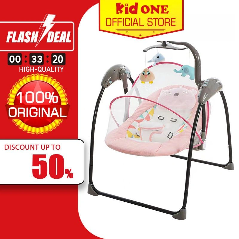 KIDONE Baby Swing Rocker Cradle Electric Rocking Chair Chairs Infant Toddler Crib Auto Mosquito Net