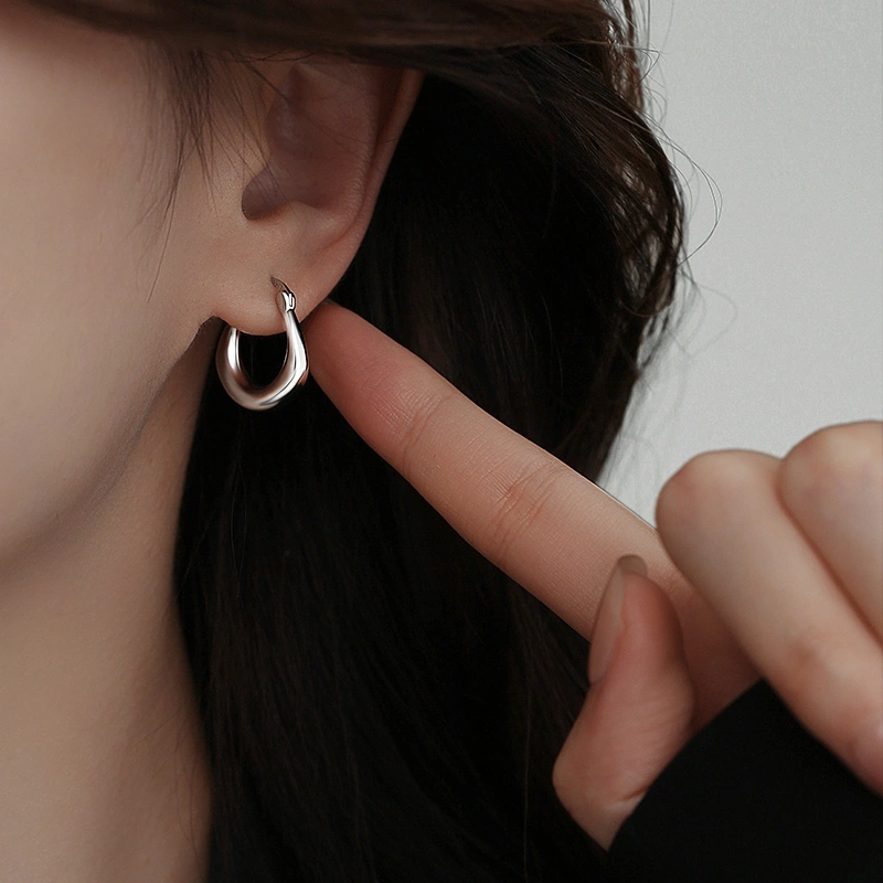 ARSIS Anting bulat sederhana Gaya sehari-hari minimalis Gadis Jarum perak sterling Tombol telinga