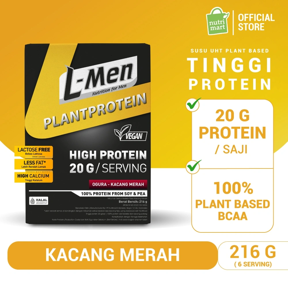 L-Men Plant Protein Ogura 216 gram - Suplemen Tinggi Protein Nabati Rendah Lemak Plant Based Vegan Lactose Free