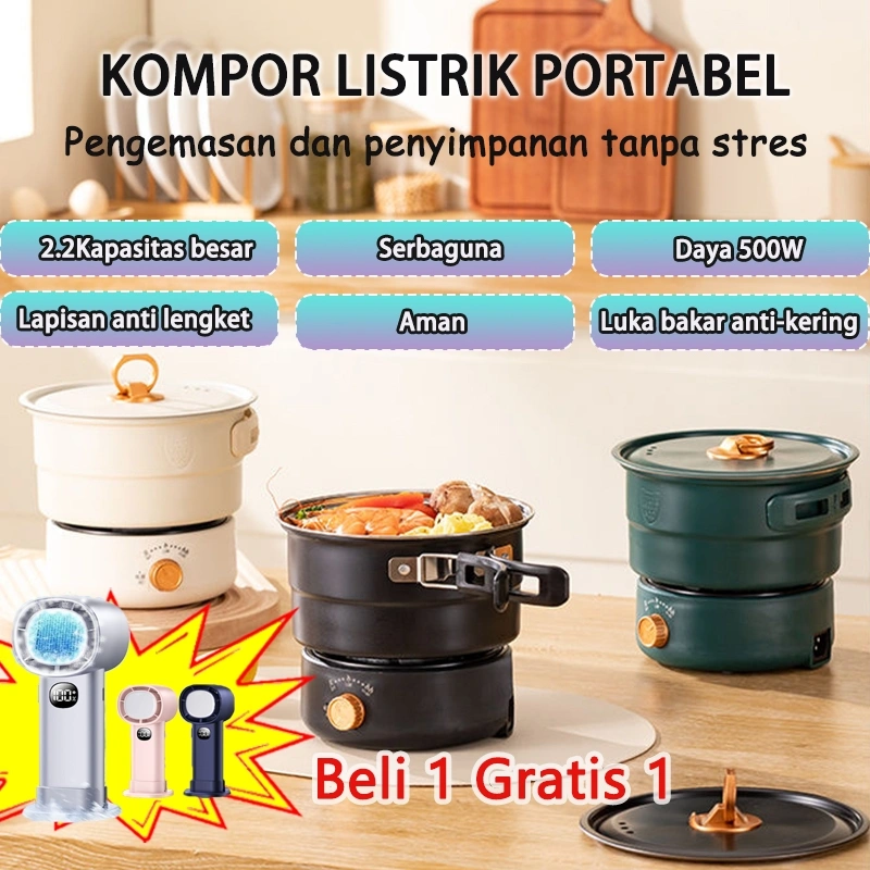 COD Panci Kompor Listrik 2.2L Lipat Kukusan Listrik Multifungsi Portabel  Panci Pemanggang  Wajan