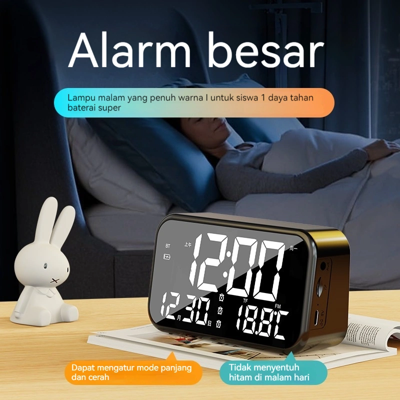 [BISA COD] JAM MEJA DIGITAL LED - Smart Alarm Clock 3 Alarm, Bluetooth Music, Lampu Tidur, Indikator Suhu, Hadiah Unik
