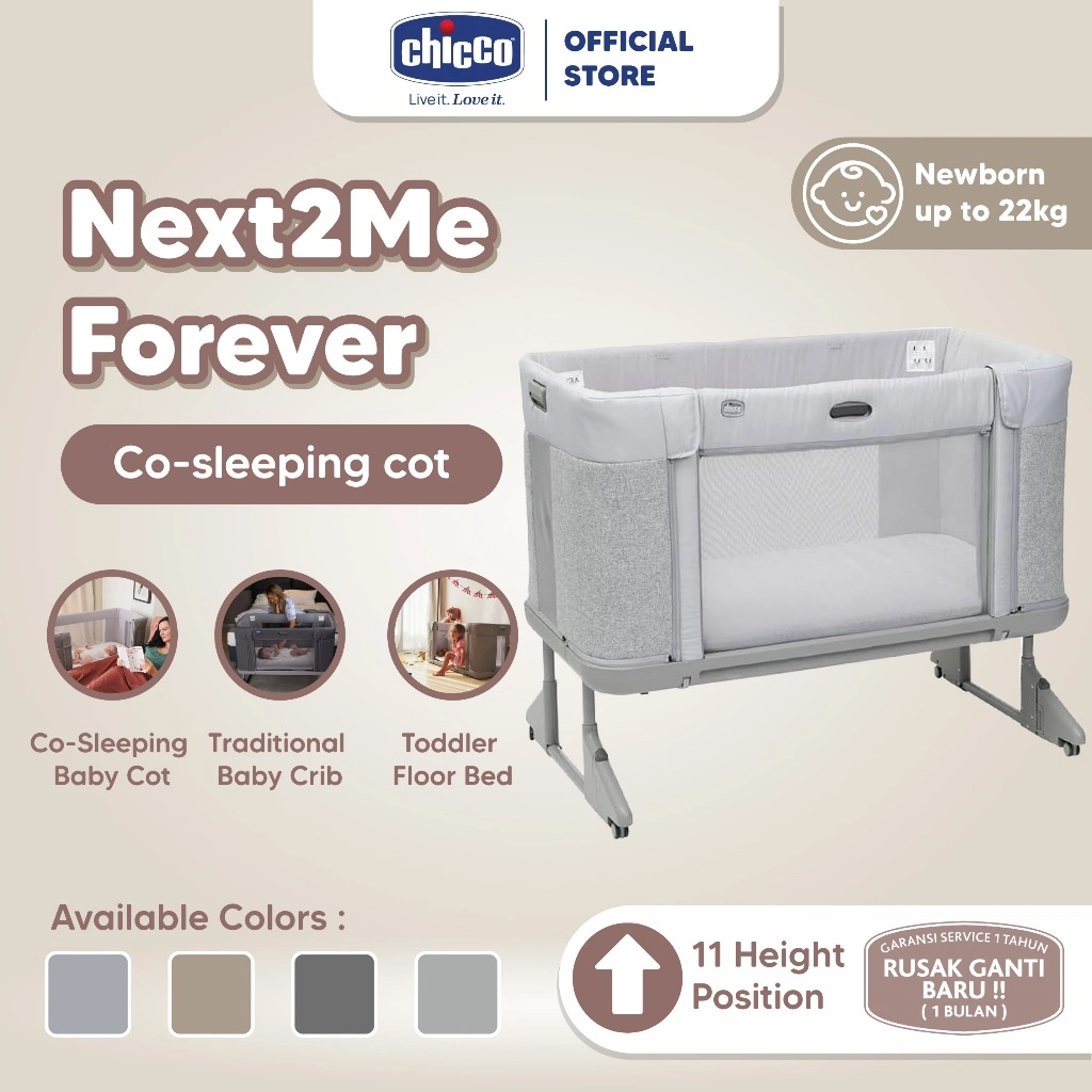 CHICCO Next2Me Forever Co-Sleeping Baby Crib Cot Bedside Premium Tempat Tidur Box Bayi Anak