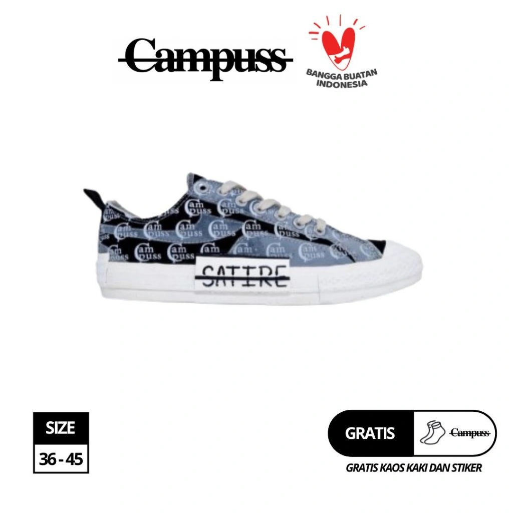 Campuss Badday - Low Transparent sepatu sneakers pria wanita unik canvas streetwear retro look anak muda casual hangout kuliah nongkrong kekinian casual stylish dan daily outfit hype comfy [Original]