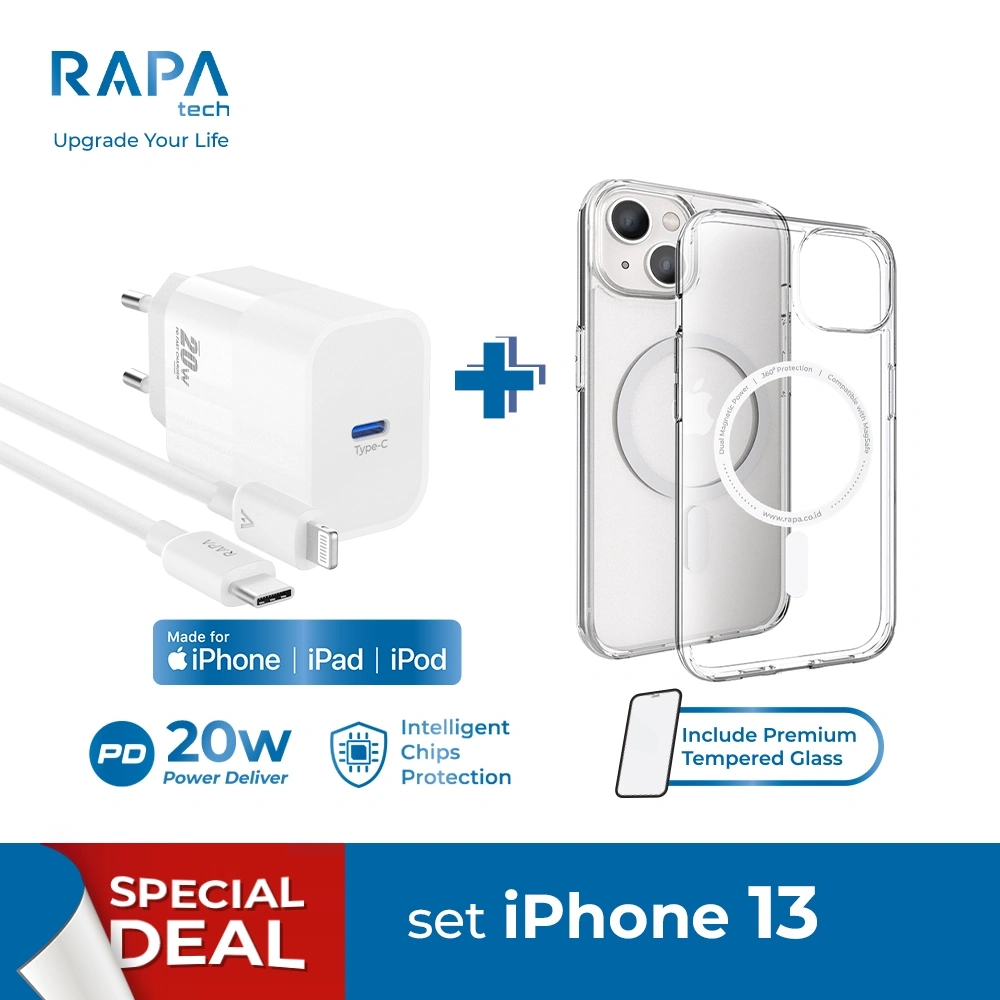 SPECIAL DEAL RAPAtech Power II Charger iPhone 13 14 15 16 Mfi Cable + Hybrid Magsafe Cafe iPhone 13 14 15 With Tempered Glass