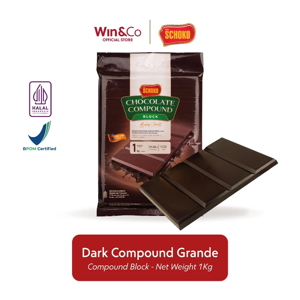 SCHOKO Dark Compound Chocolate Block / Cokelat Batangan - 1kg