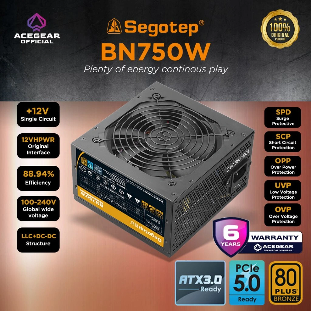 SEGOTEP BN750W (750W 80PLUS BRONZE PSU Flat Cable Non Modular)