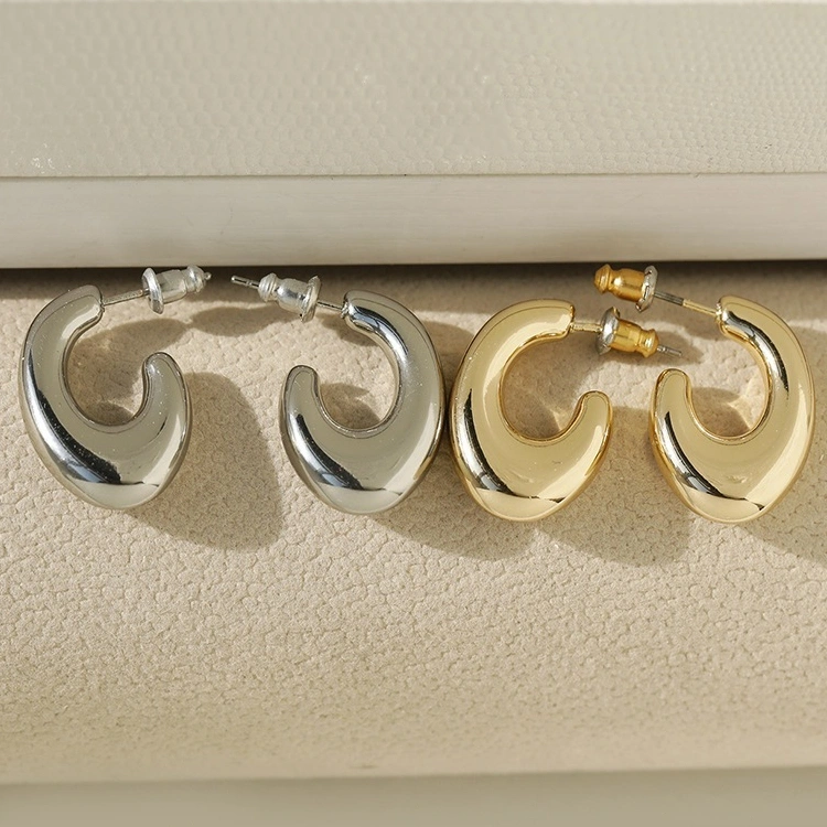 Anting hijab, anting wanita, anting 925 populer, sederhana dan serbaguna, berbentuk setengah lingkaran