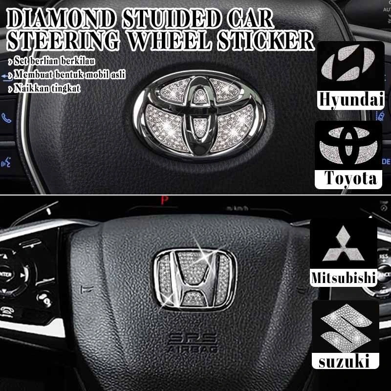 Stiker Emblem Car Steering Wheel Diamond Sticker Sticker Diamond Stir Steering Wheel Stiker Logo