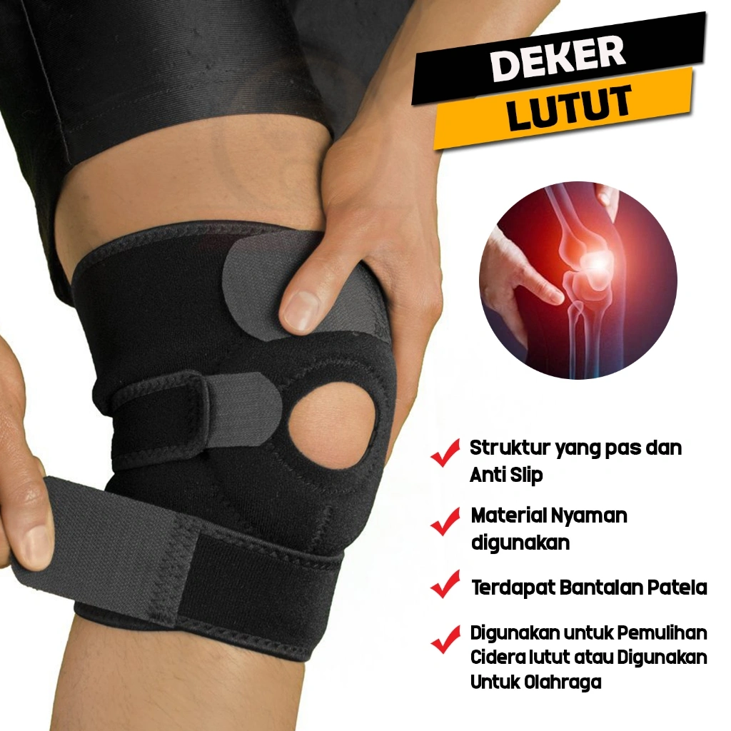 DEKER LUTUT ALAT TERAPI PELINDUNG LUTUT KNEE SUPPORT KNEE PAD PATELLA TERBUKA