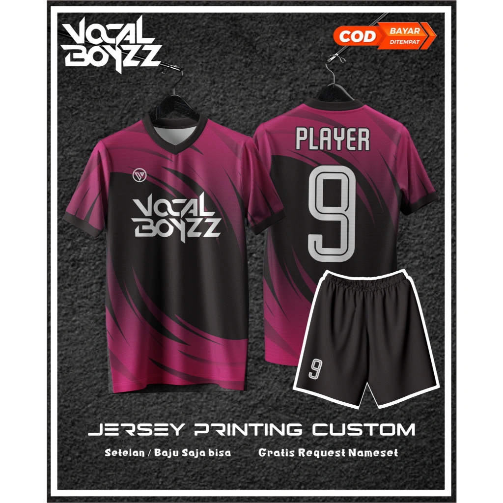Vocal Jersey Futsal | Baju Bola Custom Printing Logo Nomor + Nama