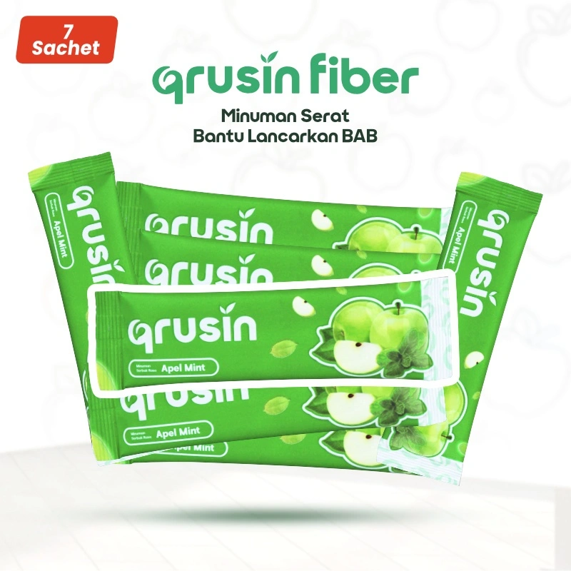 Qrusin Fiber Minuman Serat Suplemen Diet Detox Pelangsing Penurun Berat Badan 7 Sachet