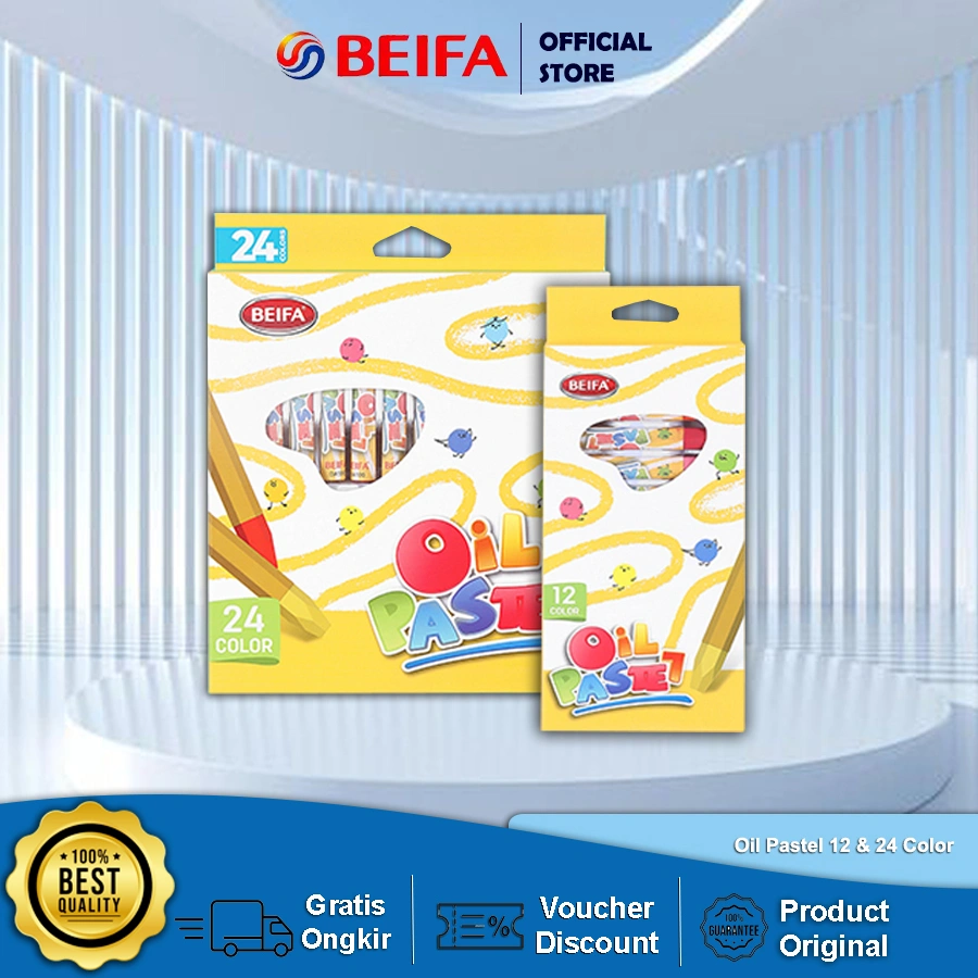 Beifa Oil Pastel DA100 - Krayon Non Toxic 12/18/24 Warna Original