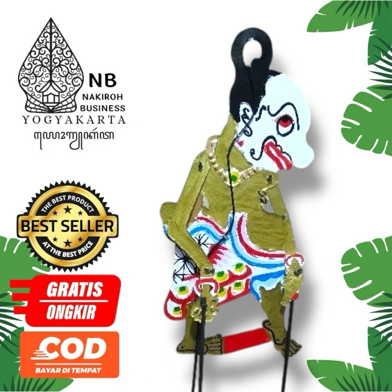 NAKIROHBUSINESS WAYANG GARENG HITAM EMAS BAHAN KULIT SAPI TEBAL -+45CM DUA WARNA