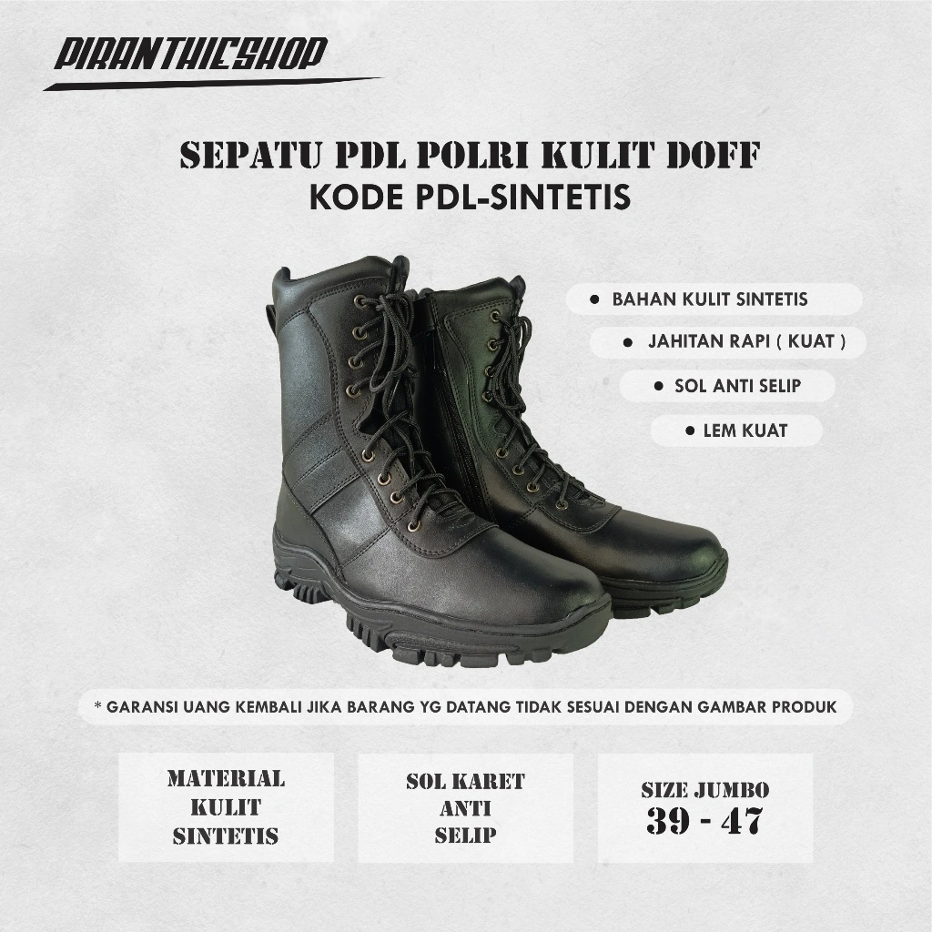 Sepatu PDL Tni Polri Security Satpam Murah kuat Bahan Kulit Sintetis