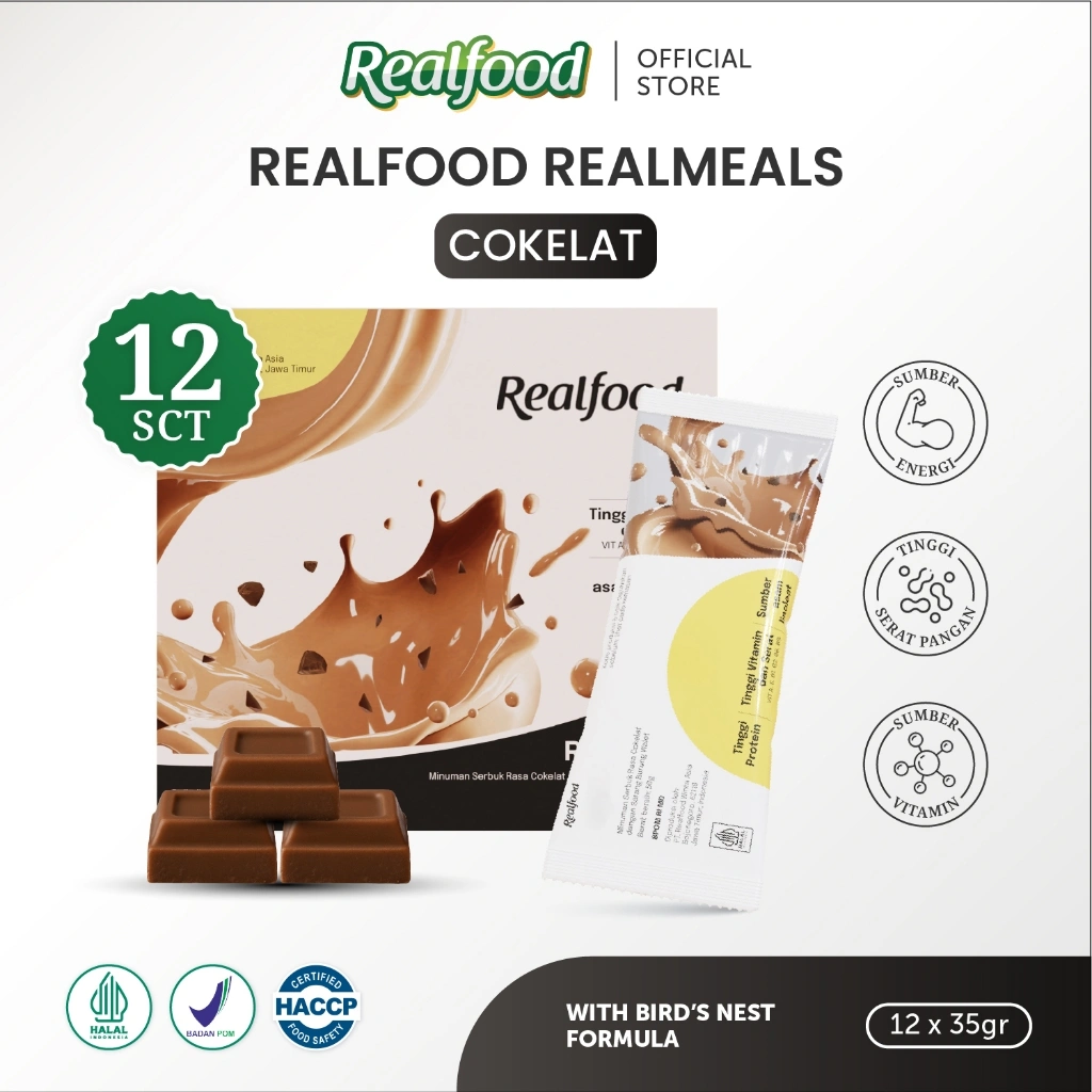 Realfood Minuman Cokelat Dengan Sarang Burung Walet dan Vitamin B6, B3, D, B12, B9, C, A dan E