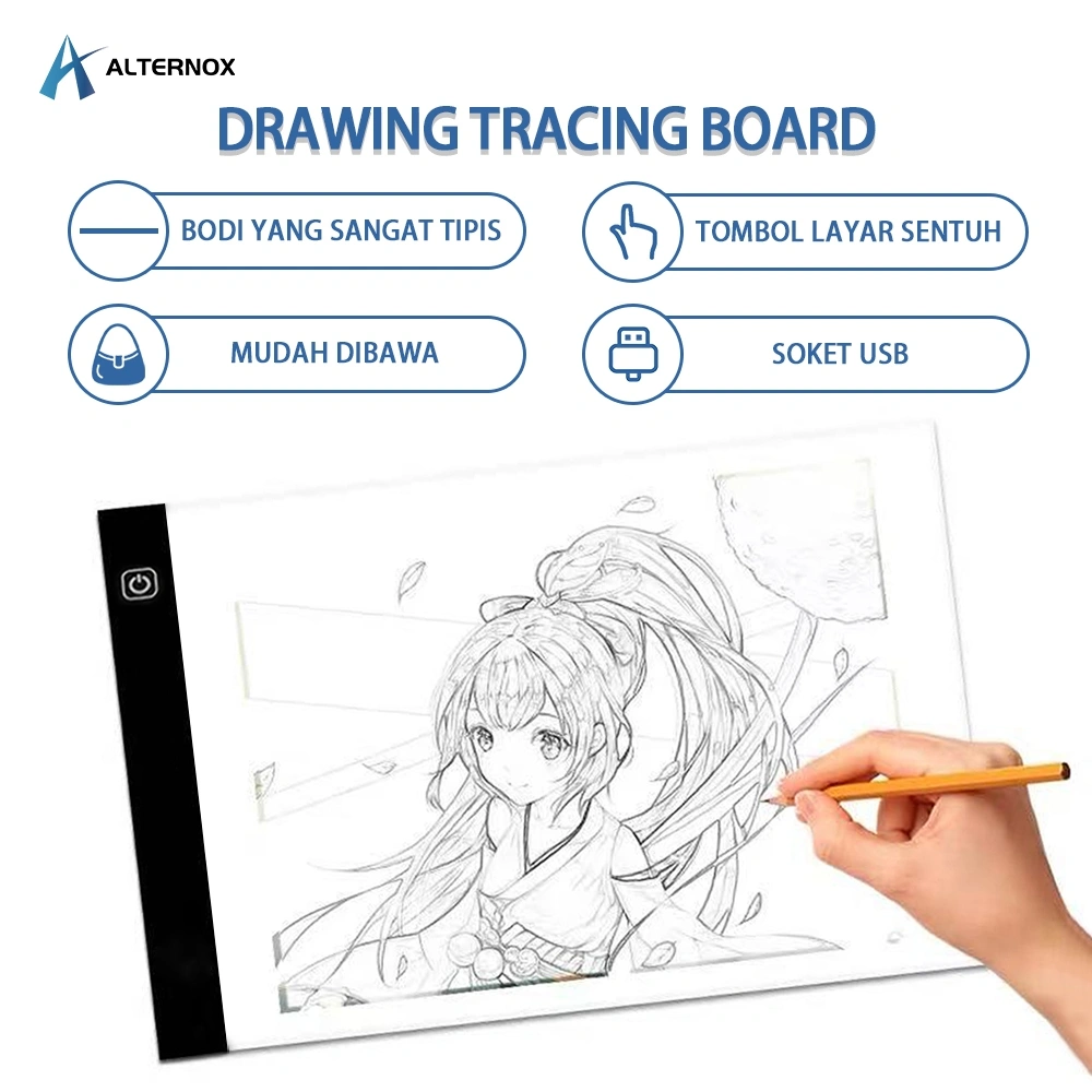ALTERNOX A4/A5 LED Drawing Tracing Board Stensil Board Papan Jiplak Gambar LED Anak & Dewasa Copy Board Papan LED Light Pad Ultra Slim COD